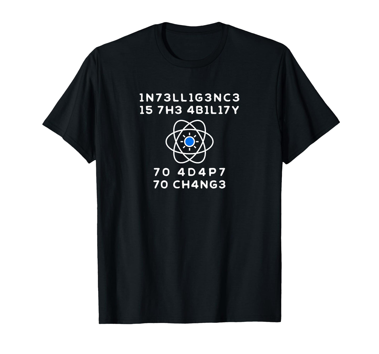 Clever Science Designs by Hallelujaa Intelligence-themed Black Cotton T-Shirt, Adult, Unisex, Short Sleeve, Small, Medium, 16.5 Neck, 33 Inch Sleeve, Classic Fit, Lightweight, Spring, Summer
