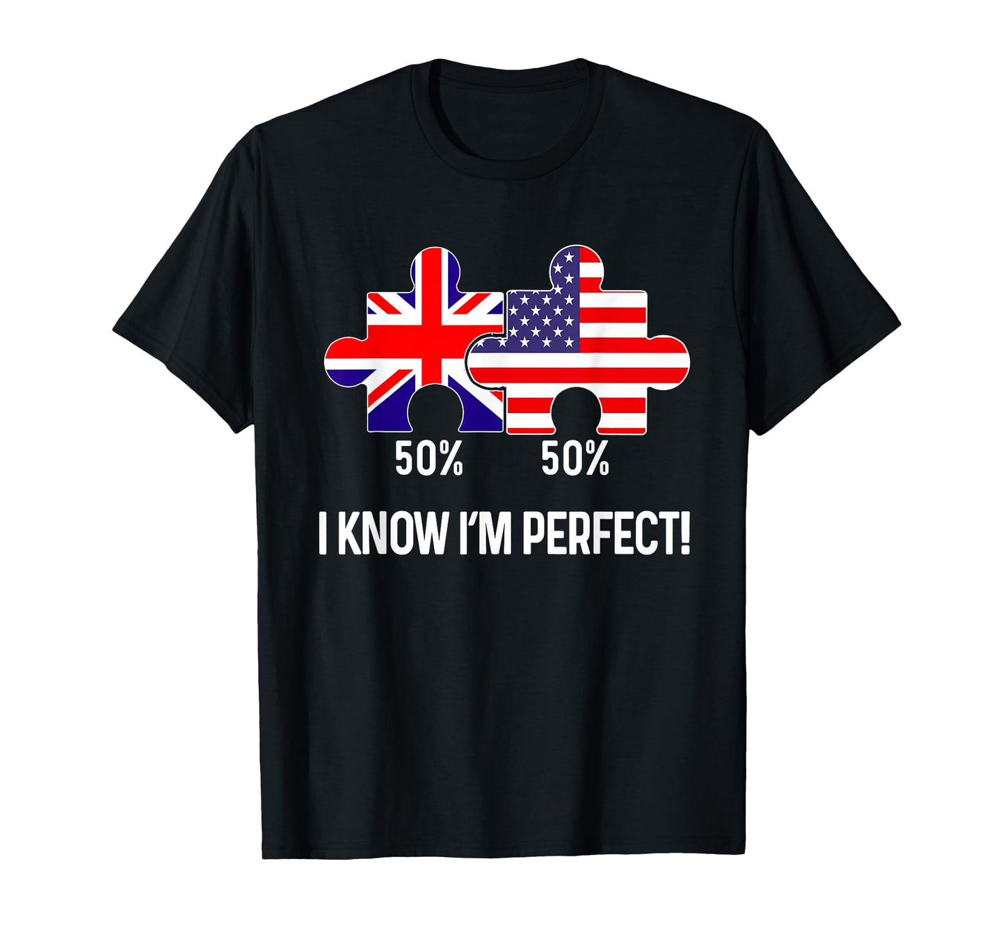 Half American Half British Flag Map Combined USA UK T-Shirt
