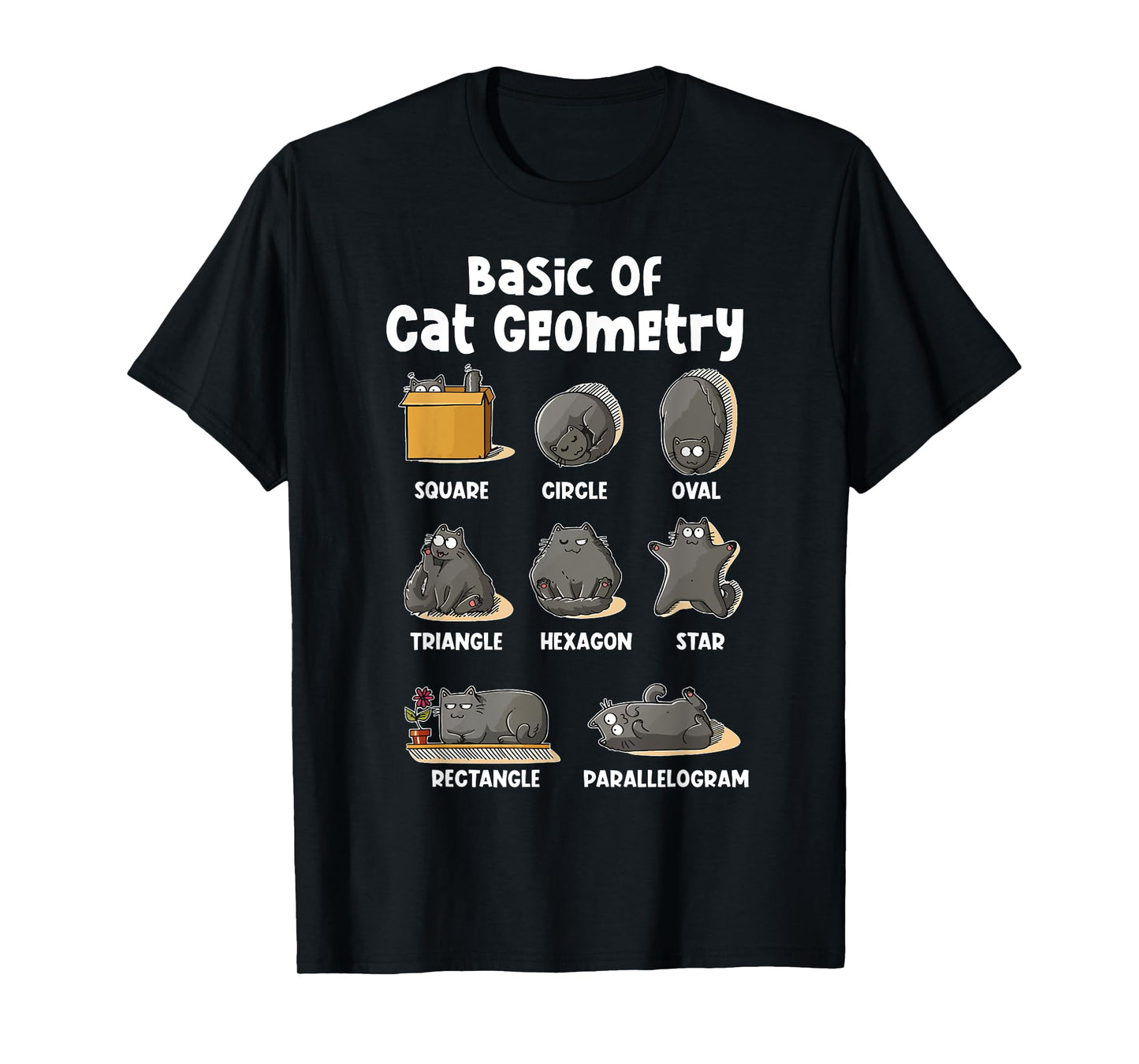 Cat Geometry Math Funny Cat Shapes Design for Cat Lovers T-Shirt