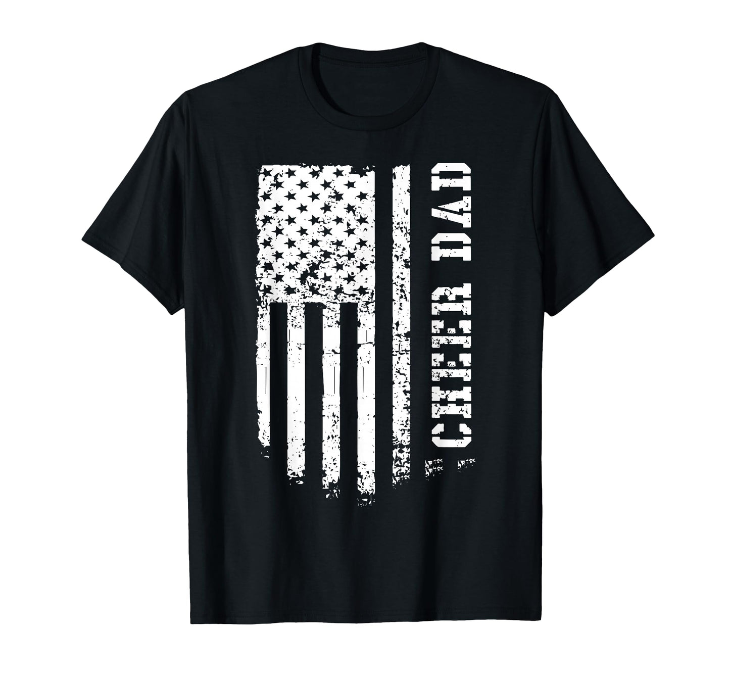 Cheer Dad Cheerleading American Flag Fathers Day Cheerleader T-Shirt