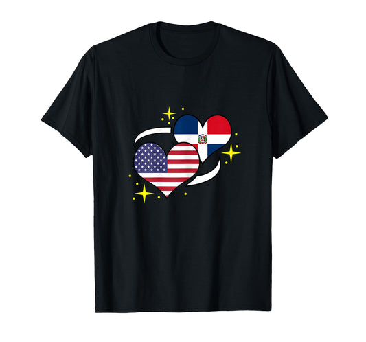 Dominican Republic American Flag Heart Dominican Women T-Shirt