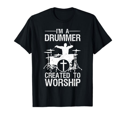 Funny Christian Drummer Art For Men Women Drum Player Lover T-Shirt