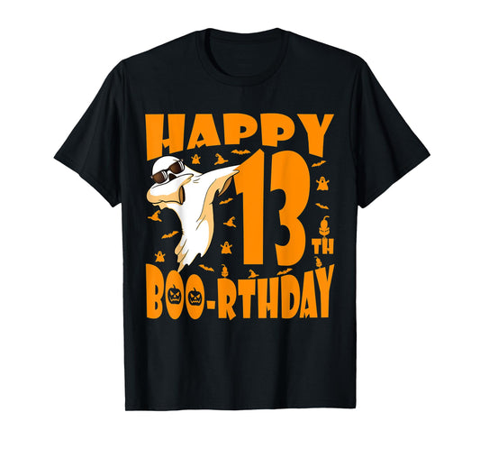 Dabbing Ghost Happy Birthday 13th Happy Boo-rthday Pumpkin T-Shirt