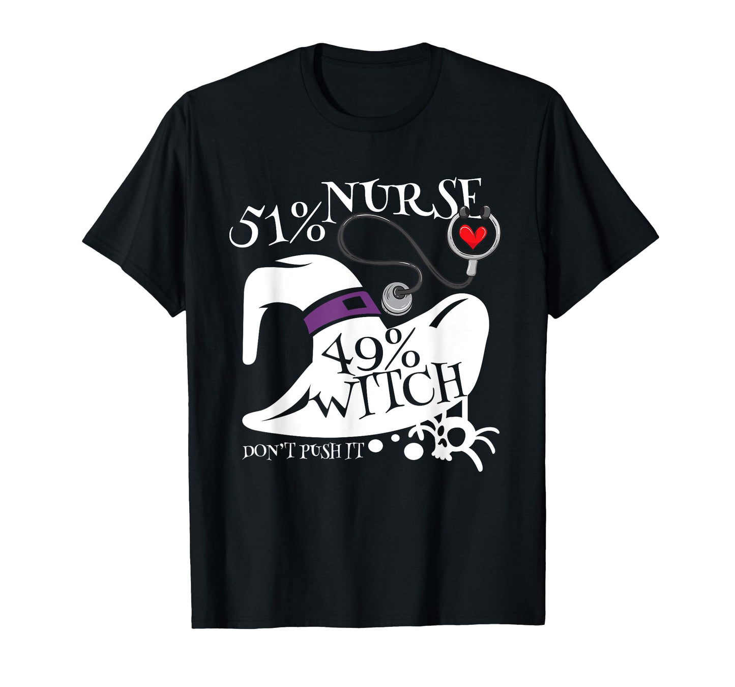 51% Nurse 49% Witch Funny Halloween Speelbind Nurse T-Shirt