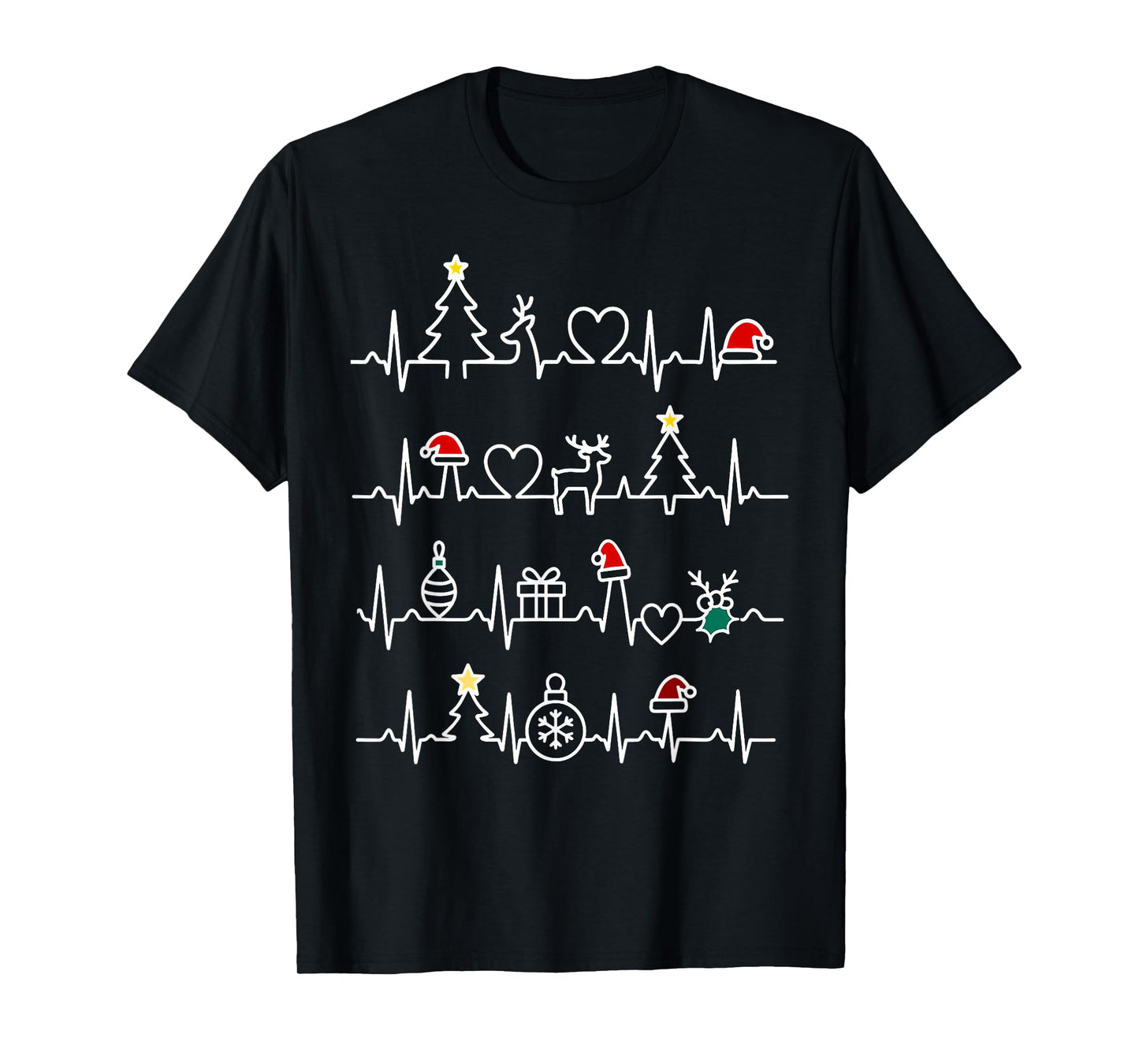 Christmas EKG Heartbeat Cardiologist Cardiology Heart Women T-Shirt