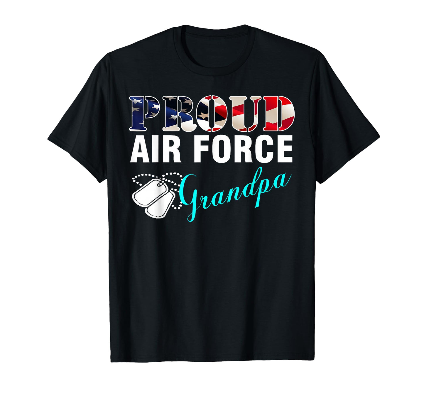 Vintage Proud Air Force Grandpa With American Flag Gift T-Shirt