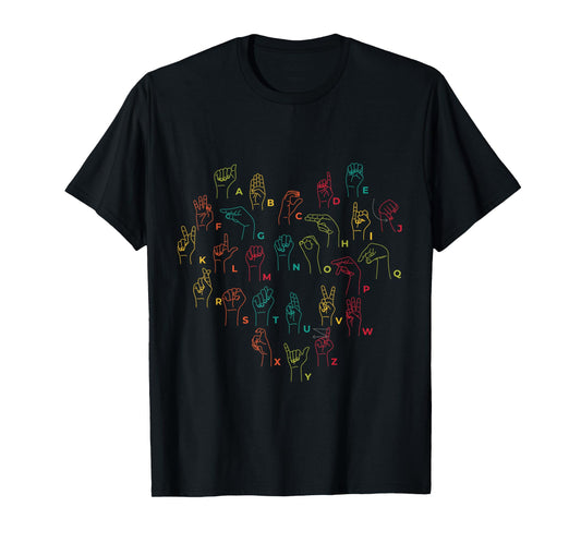 ASL ILY Heart Sign Language Interpreter Deaf ASL Teacher T-Shirt