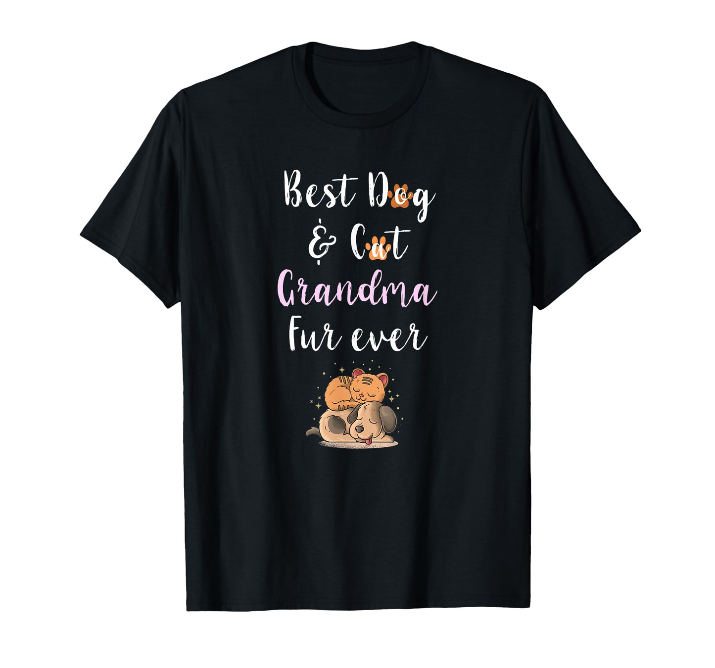 Best Dog & Cat Grandma Fur Ever Funny Fur Kid Granny Saying T-Shirt
