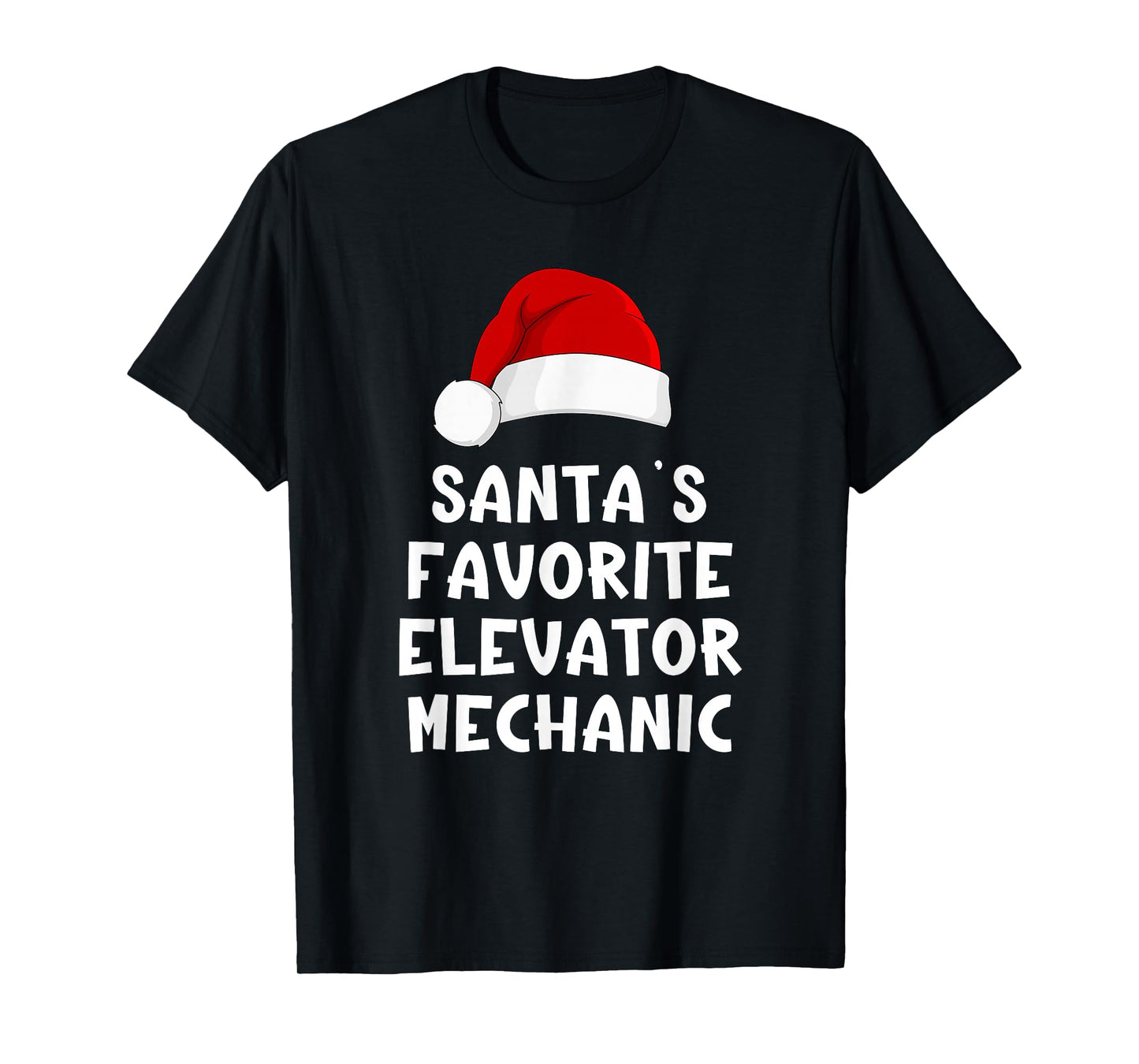 Christmas Santa's Favorite Elevator Mechanic Funny Pajama T-Shirt