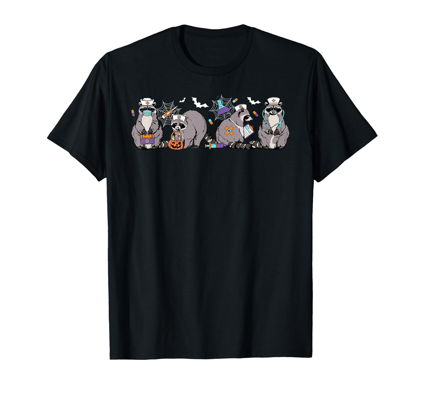Cute Nurse Raccoon Halloween T-Shirt