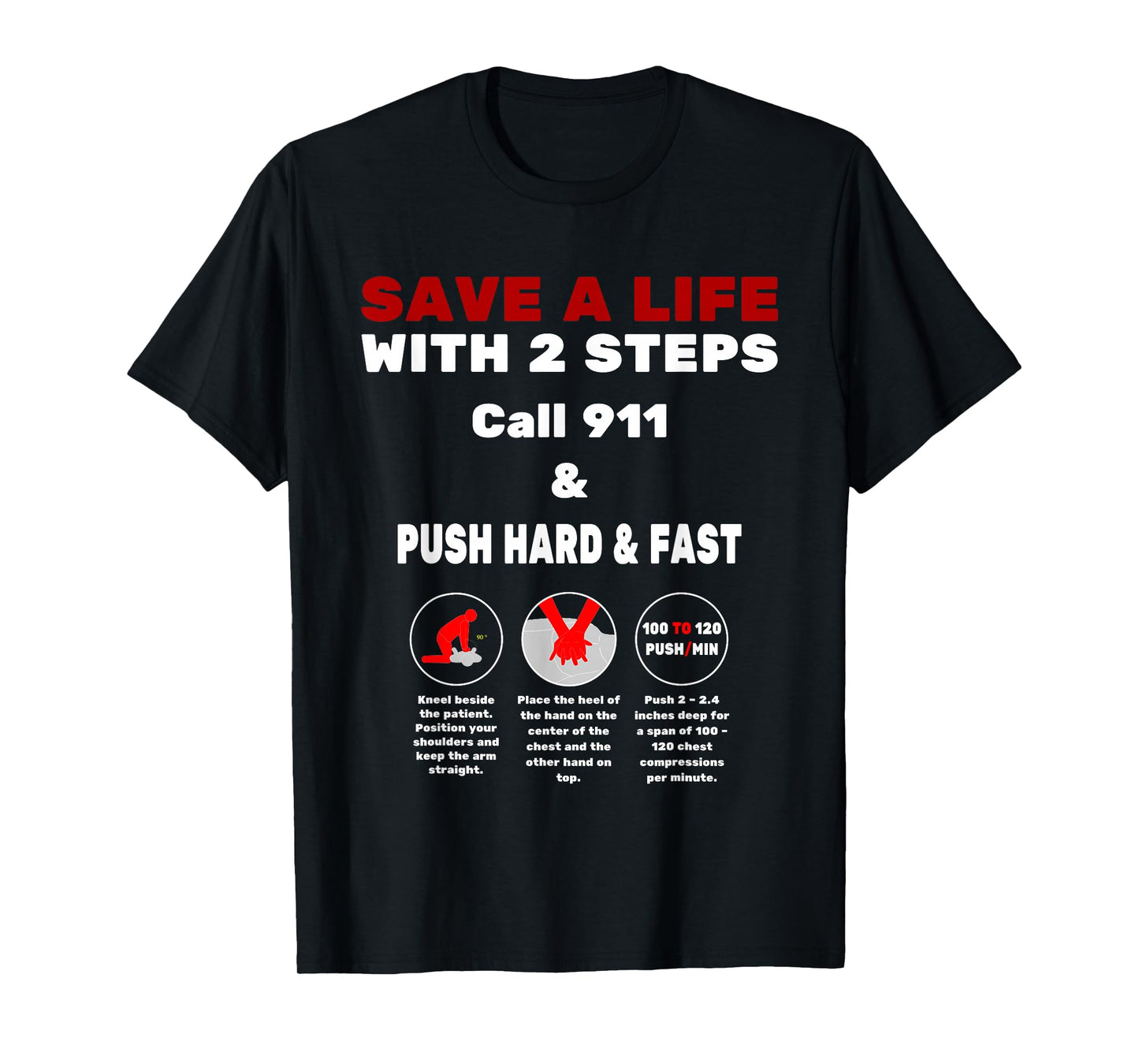CPR Instructor t-shirt, hands only instructions T-Shirt