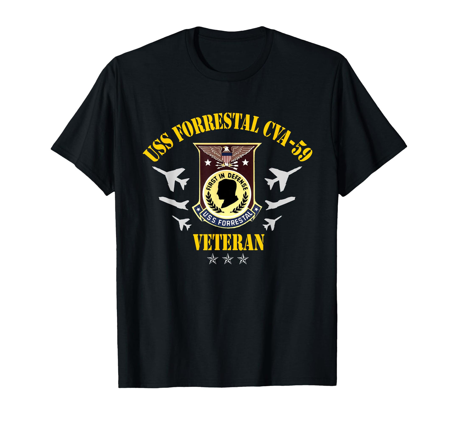 USS Forrestal CVA-59 Aircraft Carrier Veteran Patriotic T-Shirt