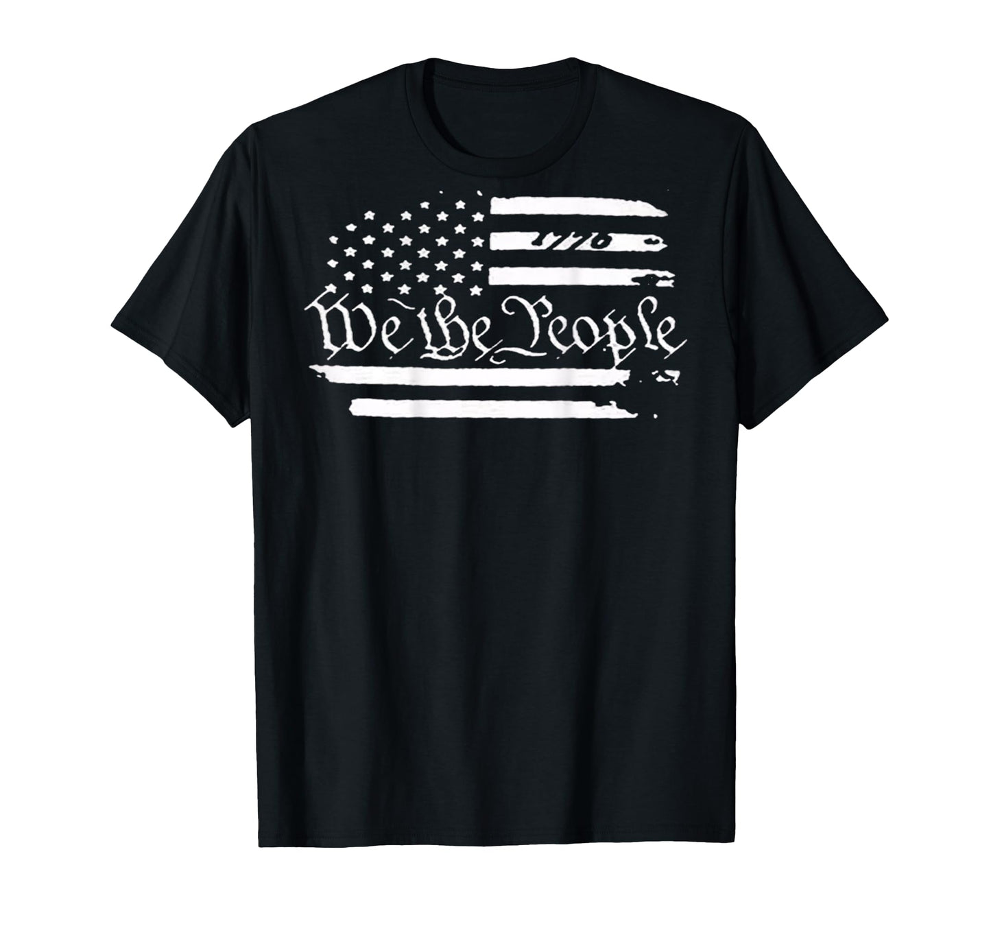 American Flag Patriotic 1776 We The People USA Print On Back T-Shirt