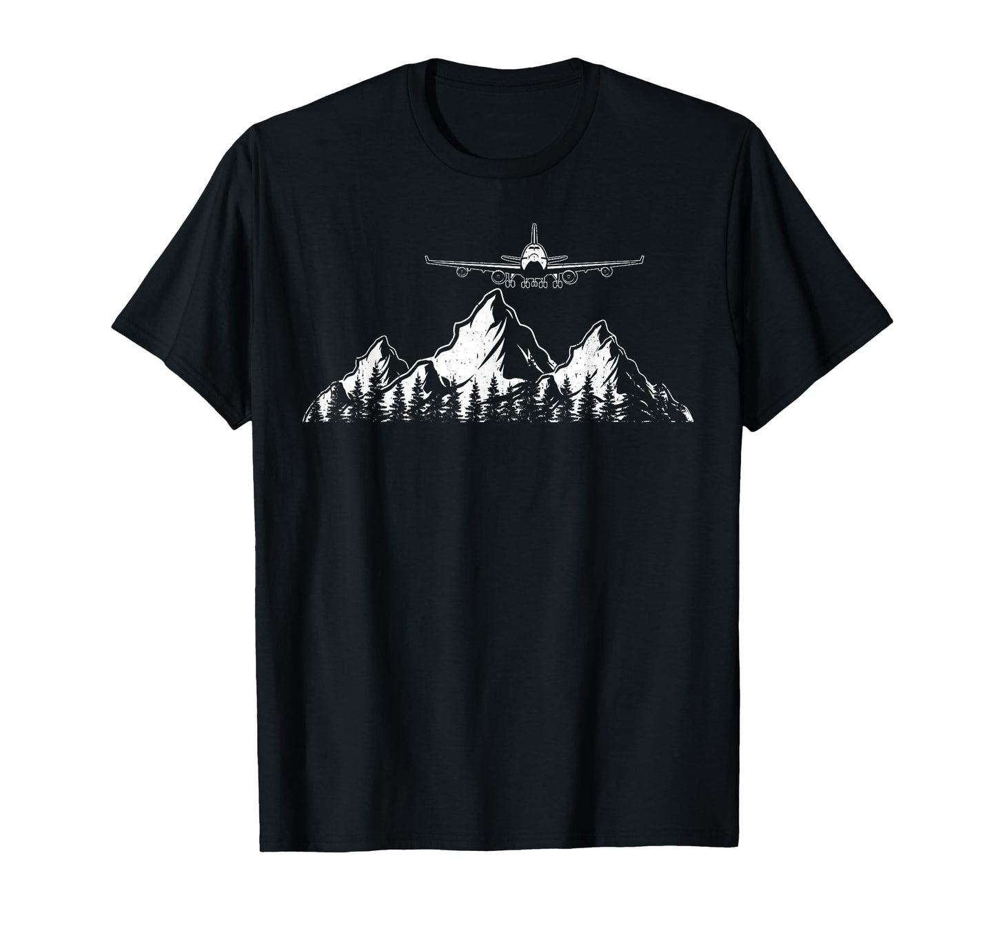Airplane Over Mountains Funny Pilot Aviation Men Women Kids T-Shirt