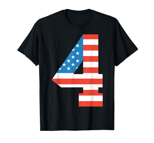 Fun 4th Birthday US American Flag 4th Of July Boy 4 Year Old T-Shirt