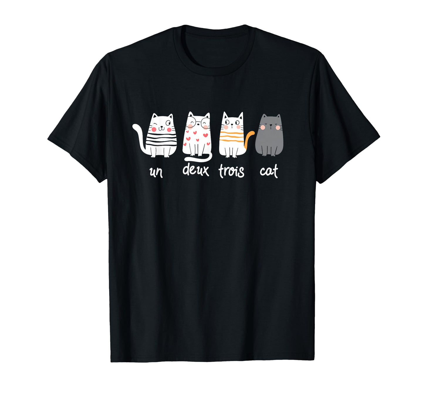 Funny French Cat Graphic Un Deux Trois Cat T-Shirt