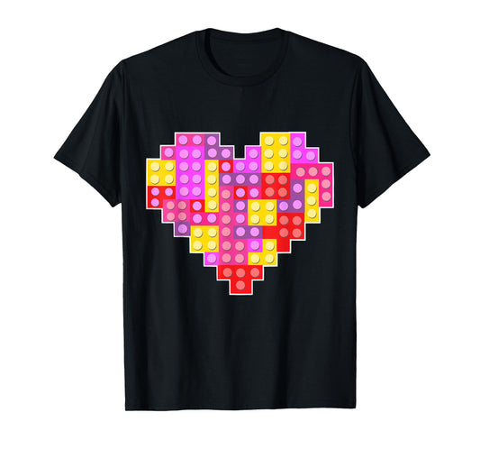 Cute Heart Building Blocks Lover Master Builder Girls Kids T-Shirt
