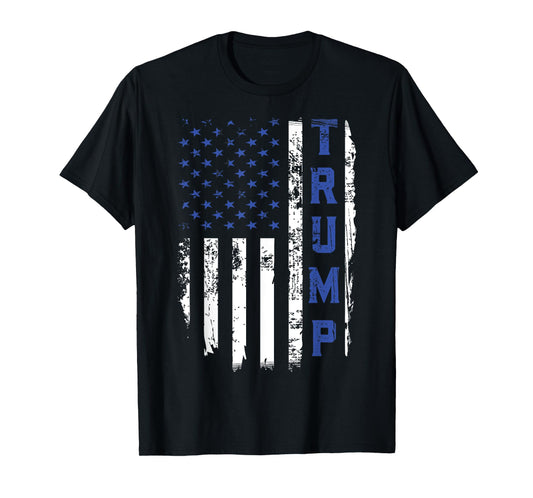 Trump Police Thin Blue Line Republican Cop USA Flag T-Shirt