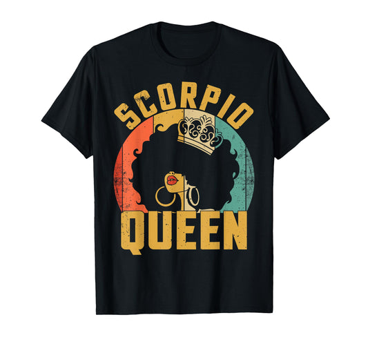 Birthday Afro Scorpio Queen African American Black Women T-Shirt