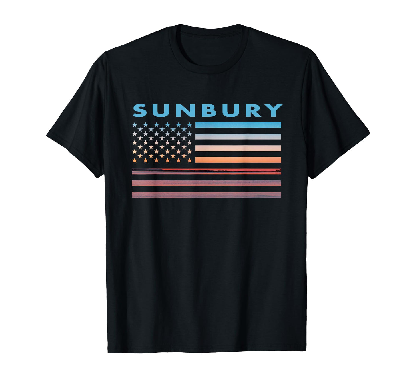 Vintage Sunset American Flag Sunbury, Georgia T-Shirt