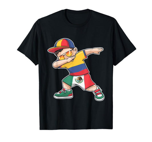 Half Columbian Half Mexican Mexico Flag Columbia T-Shirt