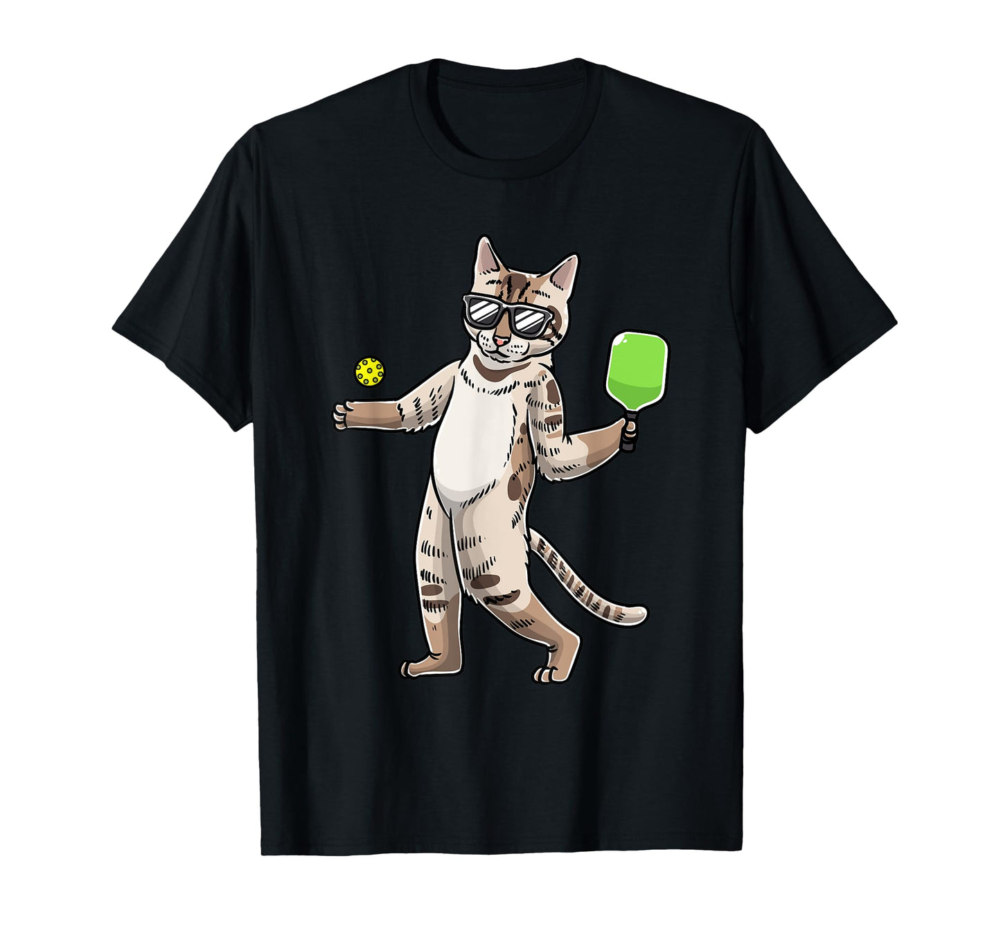 Cat Playing Pickleball Player Racket Sports Men Women T-Shirt