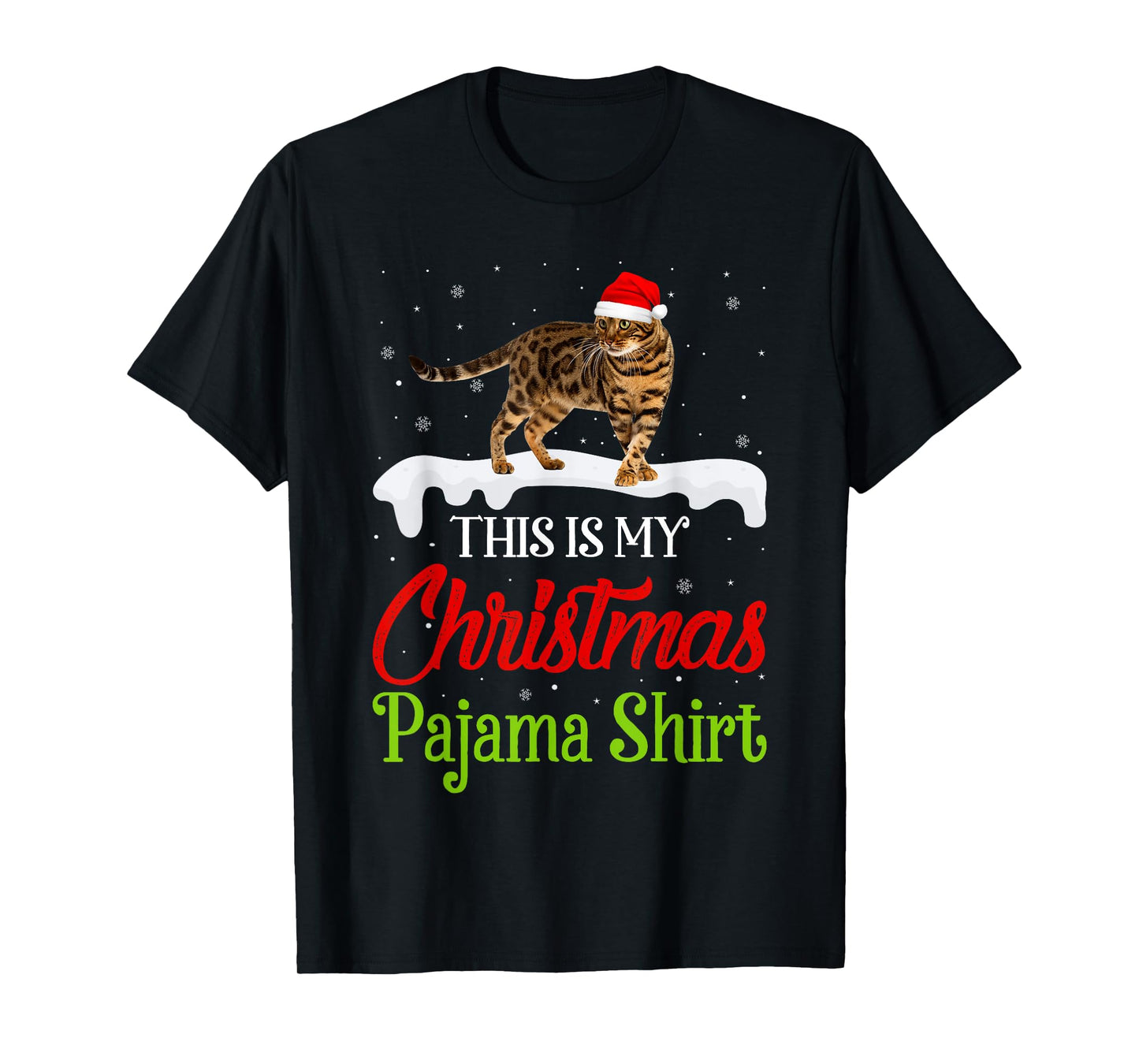 This Is My Christmas Pajama Shirt Bengal Cat T-Shirt
