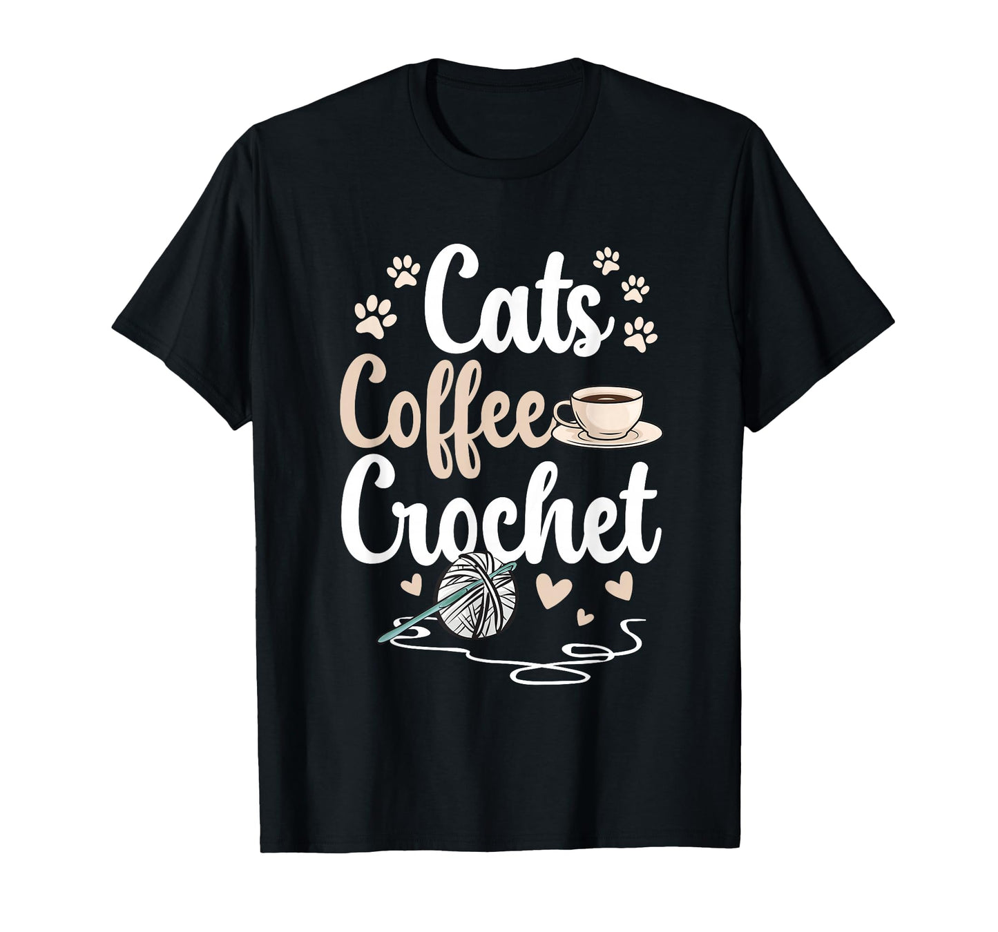 Cats Coffee Crochet Crocheter Crocheting T-Shirt