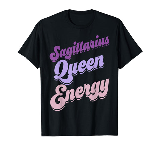 Sagittarius Queen Vibes Zodiac Sign Big Energy Women Purple T-Shirt
