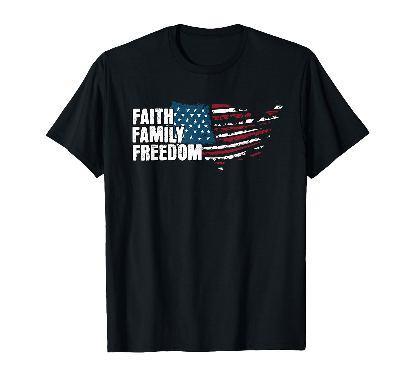 Patriotic Faith Family Freedom Grunge Flag 4th of July T-Shirt