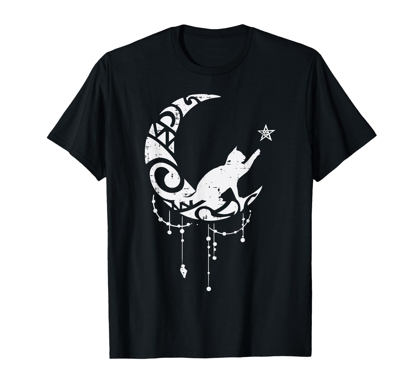 Crescent Moon Cat Star Mystical Celestial Women Girls Kids T-Shirt