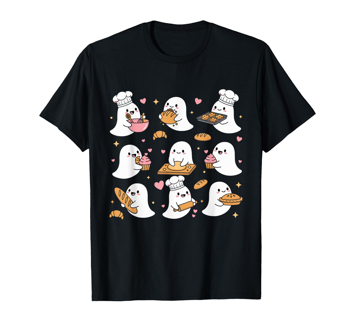 Cute Ghosts Cooking Sourdough Bread Homemaker Baking Baker T-Shirt