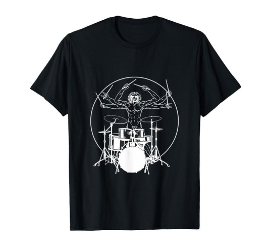 Vitruvian Man Drum Da Vinci Drummer T-Shirt