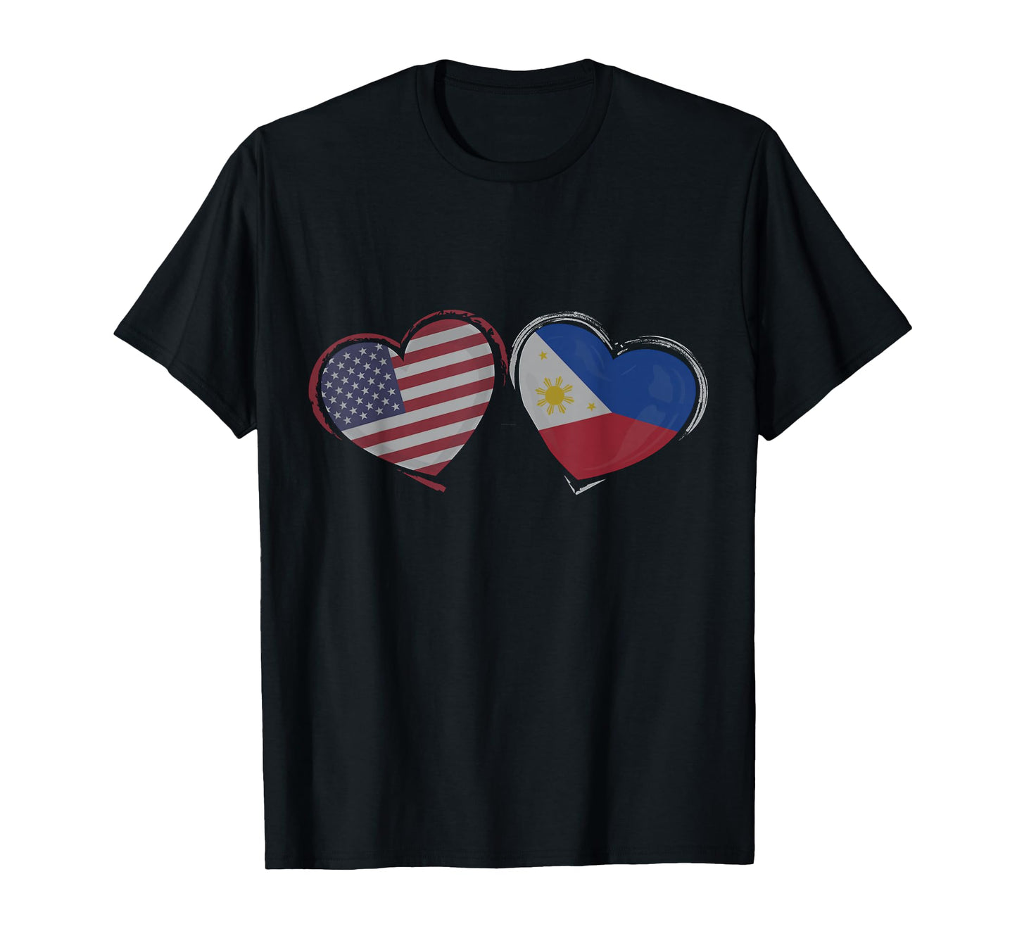 USA Philippines Flag Heart Valentines Day Filipino American T-Shirt