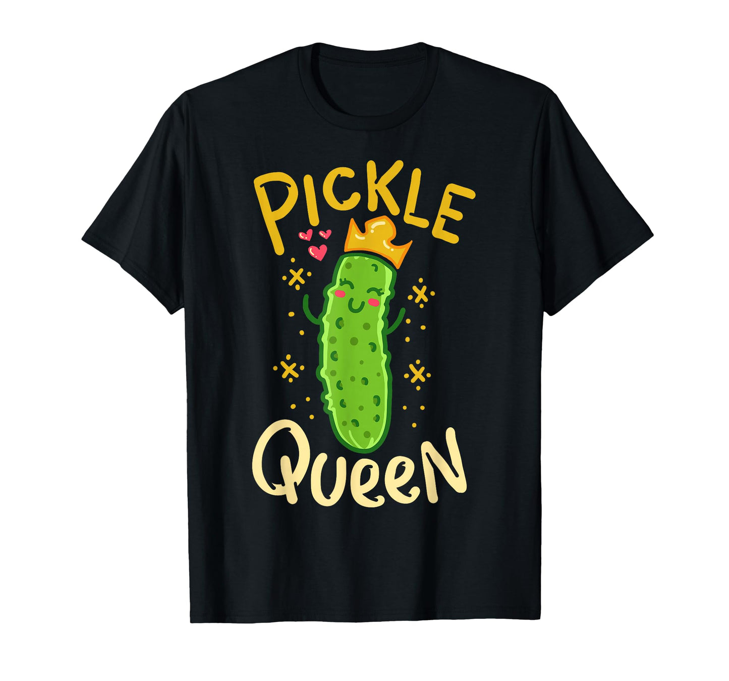 Funny Vegan Gifts Black Women's Pickle Queen Vegan Funny Cucumber Vegetable T-Shirt