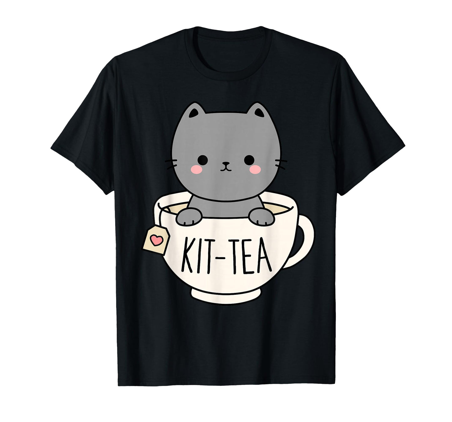 Kit-Tea Cute Kitten In Tea Cup Cat Lover Funny Cat Pun T-Shirt