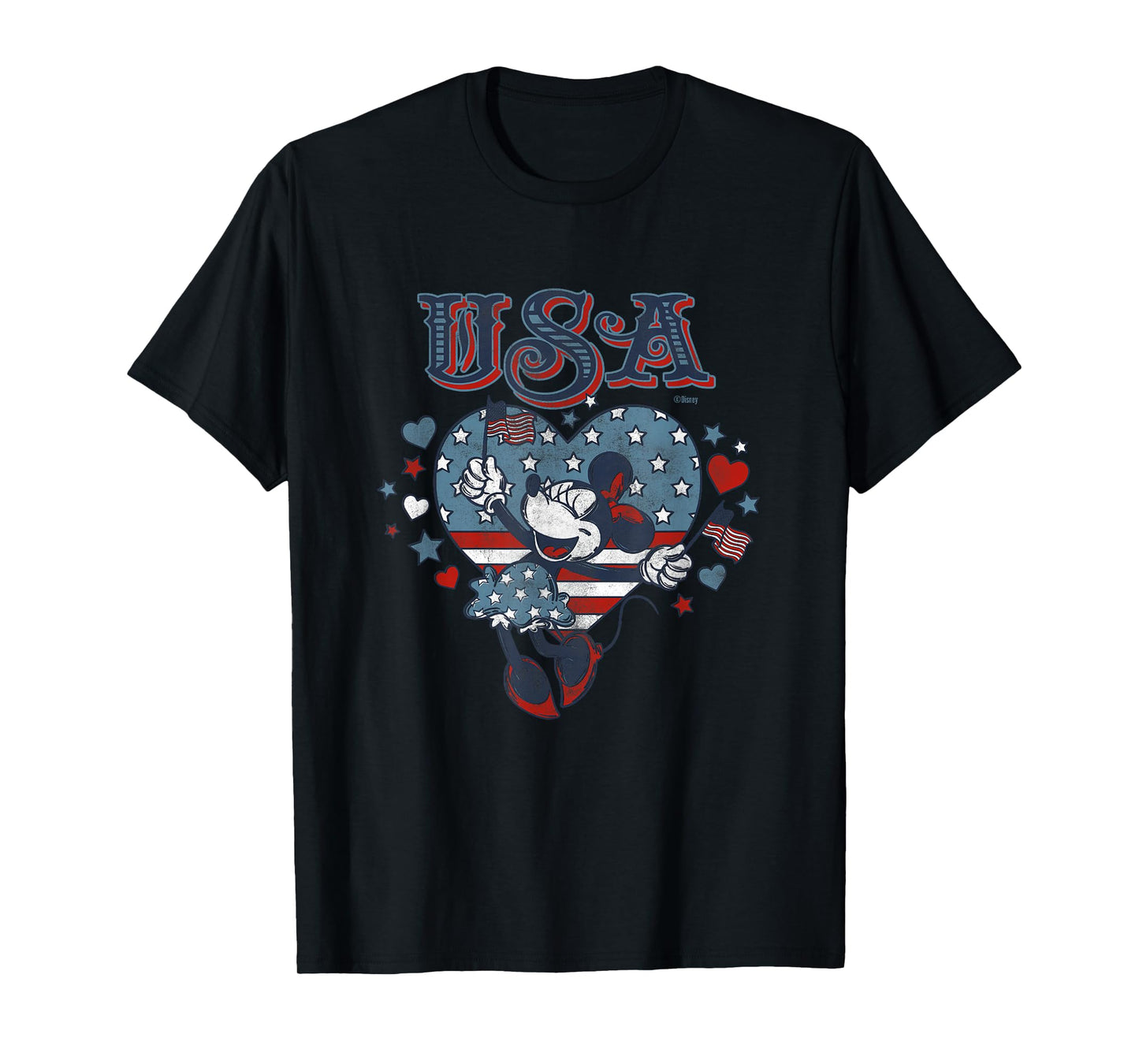 Disney Minnie Mouse with American Flags USA 4th of July T-Shirt