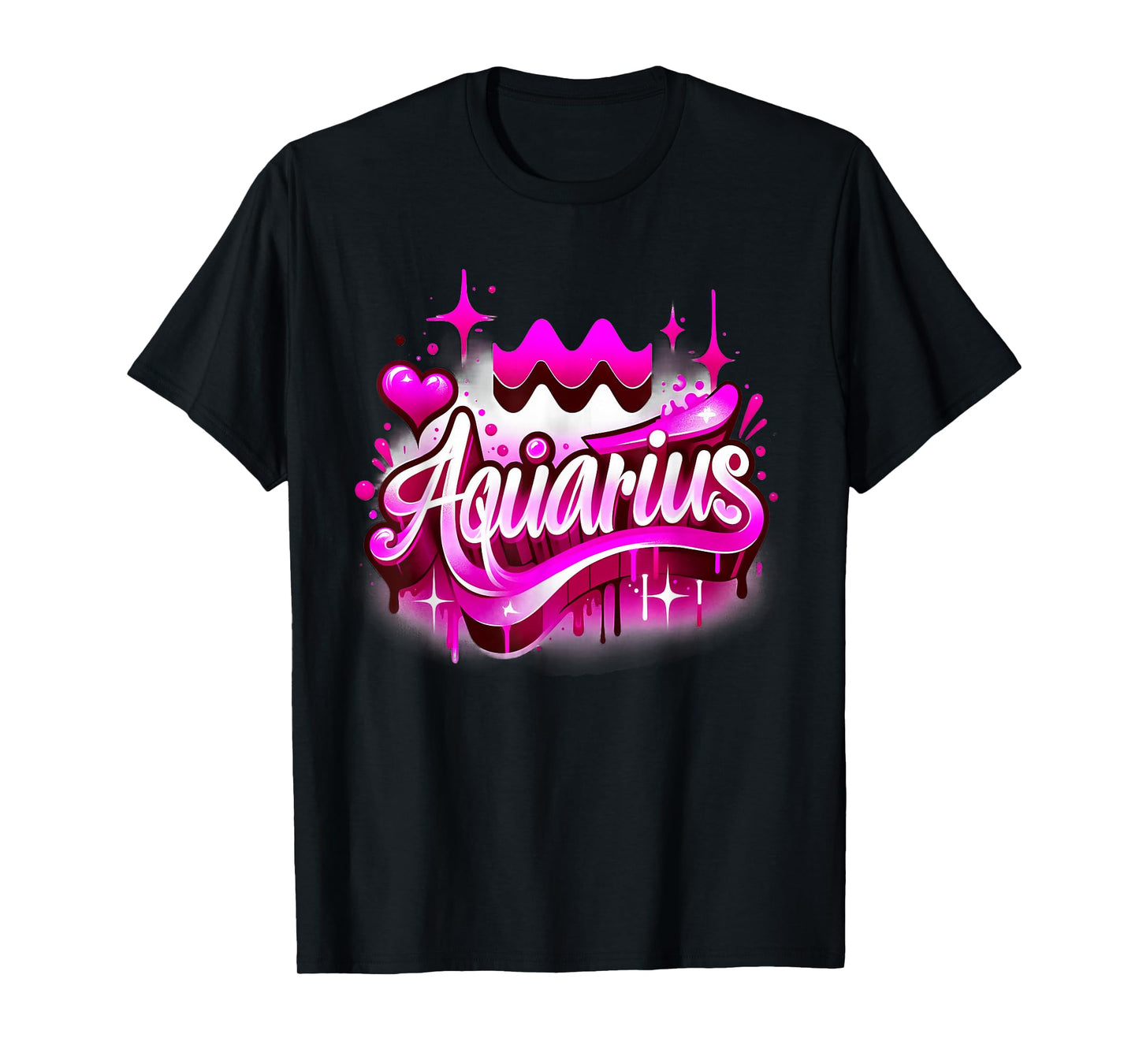 Pink Aquarius Zodiac Star Sign T-Shirt