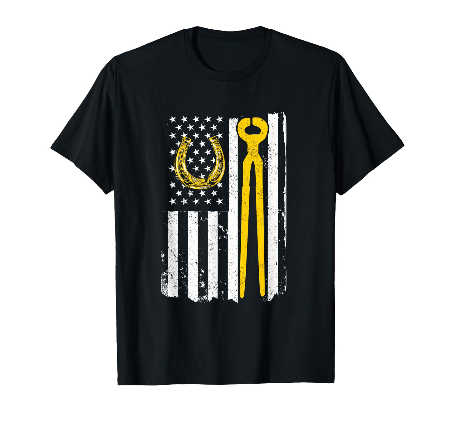 Horseshoe Ferrier Horse Lover US Flag American Independence T-Shirt