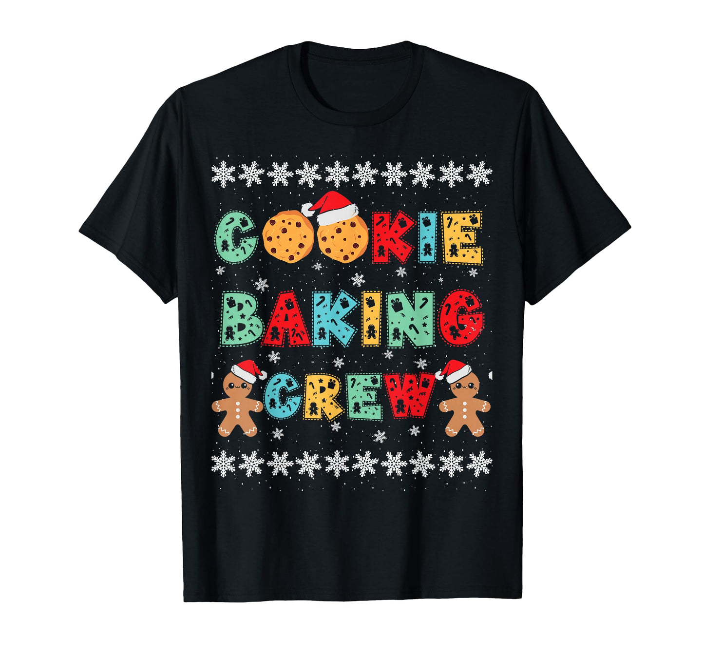 Cookie Baking Crew Gingerbread Men with Xmas Hats T-Shirt