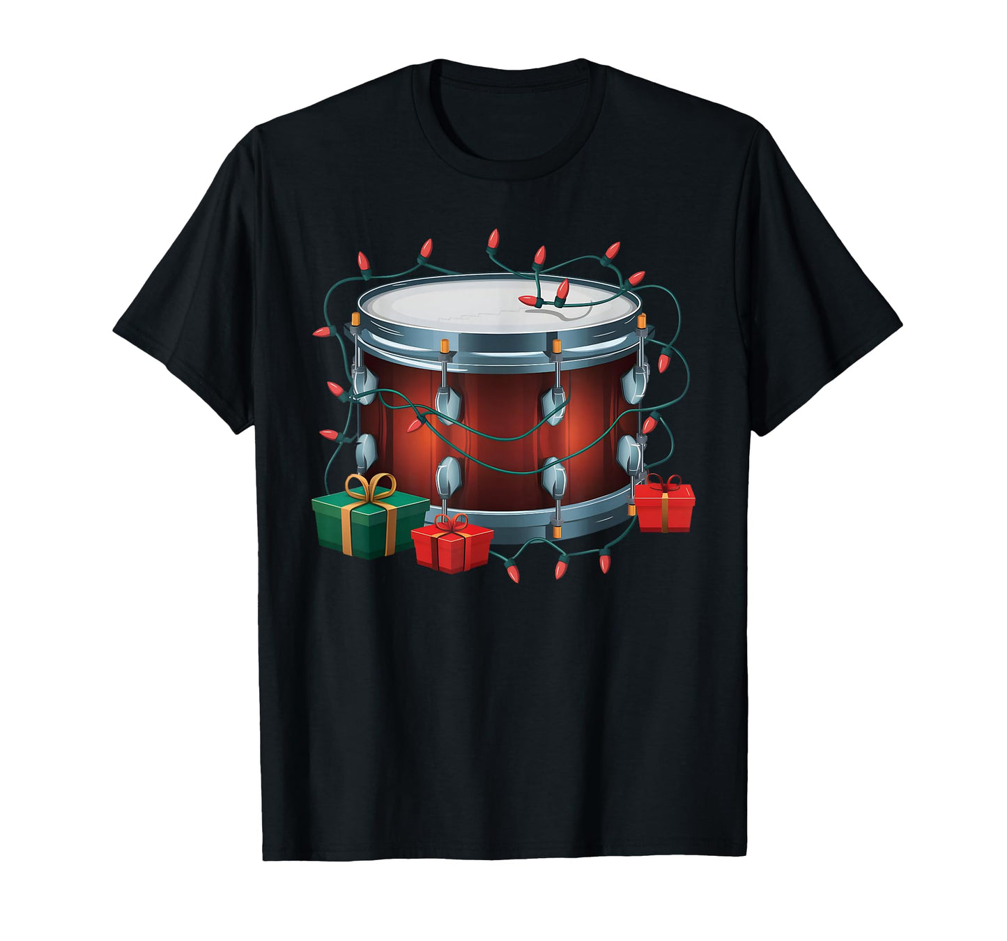 Drummer Drum Xmas Lighting Santa Musical Drum Christmas T-Shirt