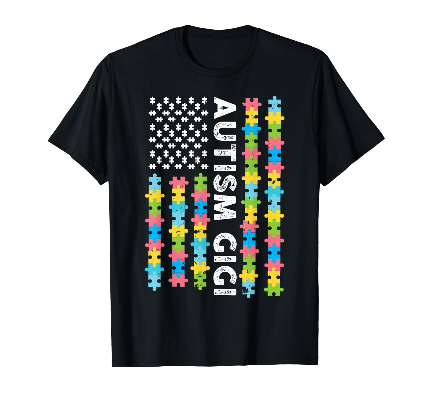 Autism Gigi Awareness I'm A Proud Grandma Vintage US Flag T-Shirt
