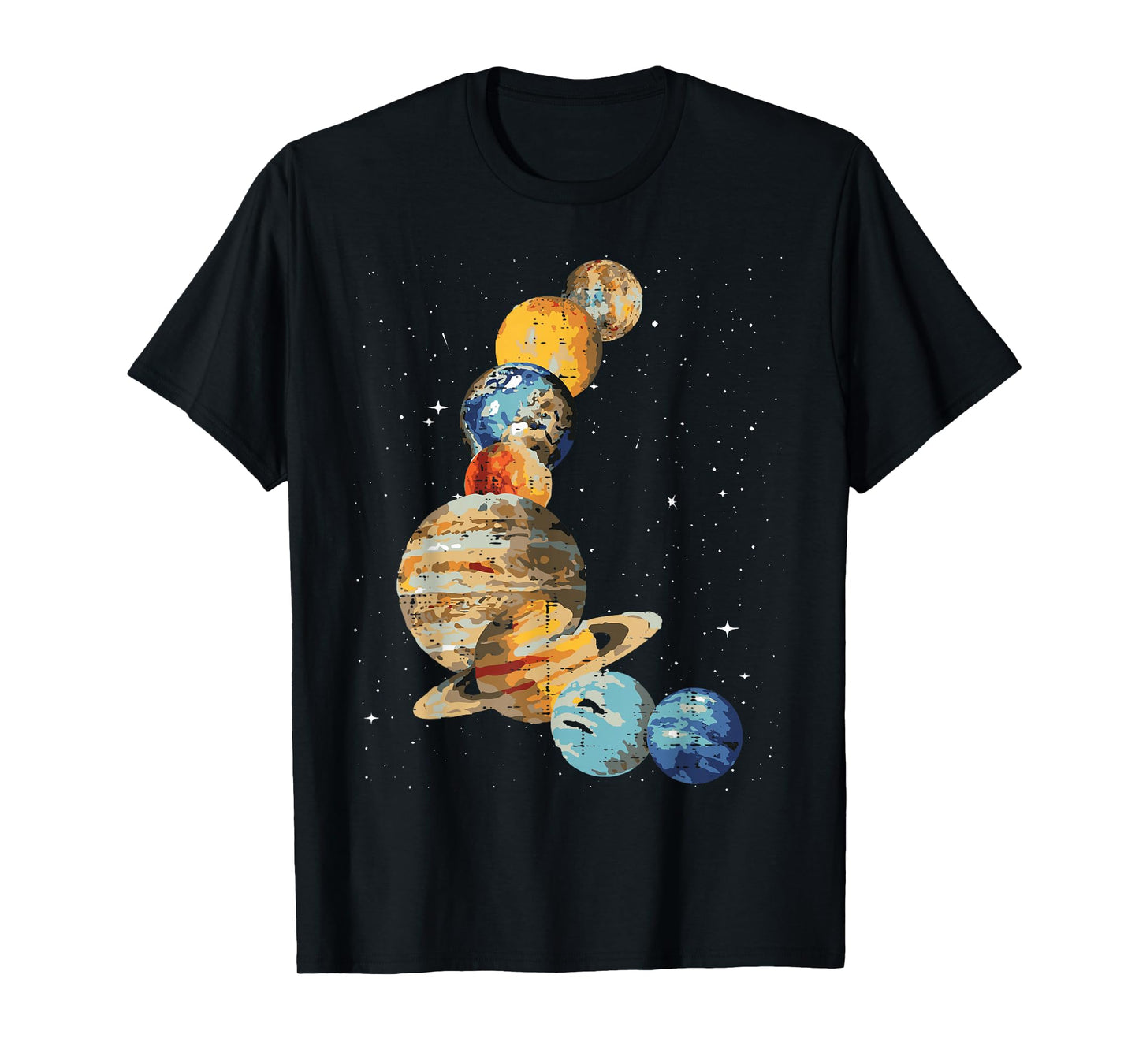 Planets Watercolor Painting Space Galaxy Art Men Women Kids T-Shirt