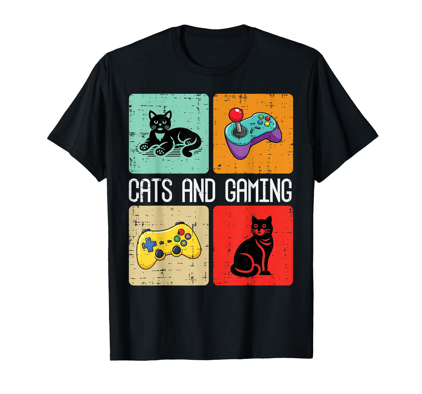 Cats and Gaming Retro Video Gamer Player Men Boys Kids Women T-Shirt