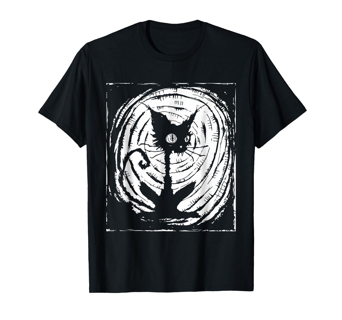 Black Cat Lazy Halloween Costume Scary Creepy T-Shirt