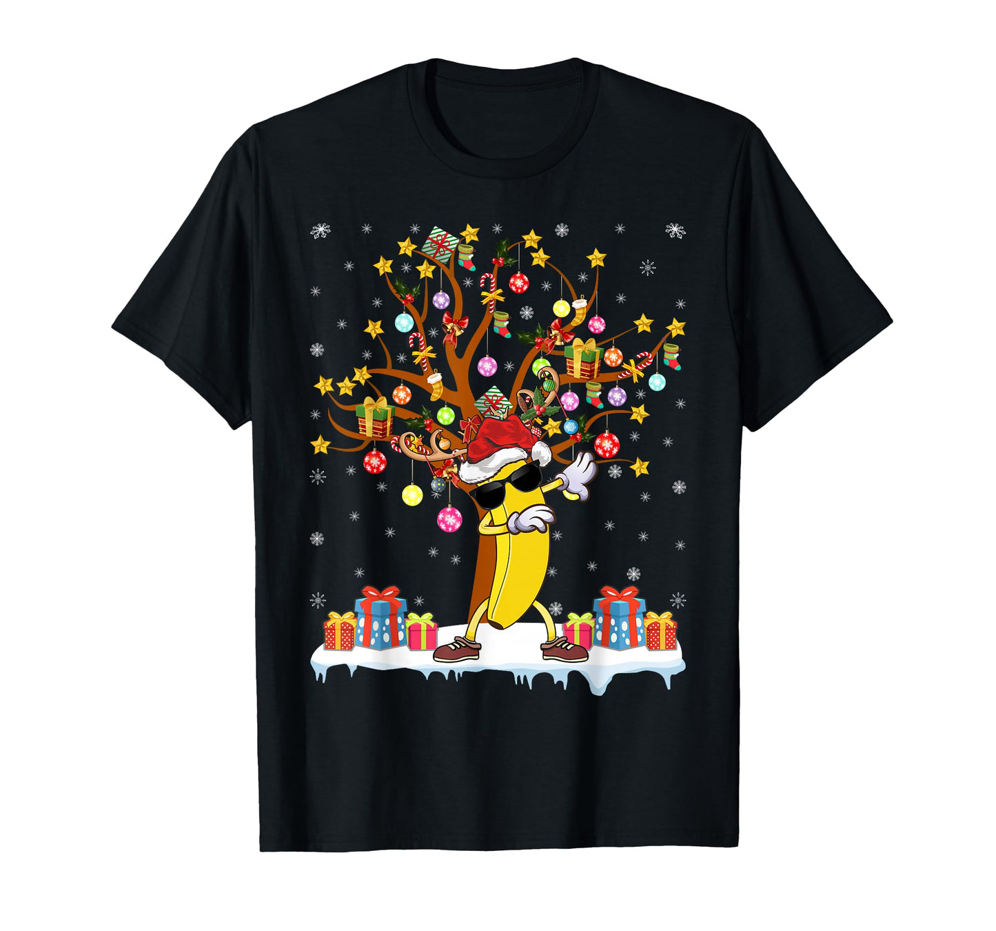 Banana Xmas Lighting Tree Santa Banana Christmas Tree T-Shirt