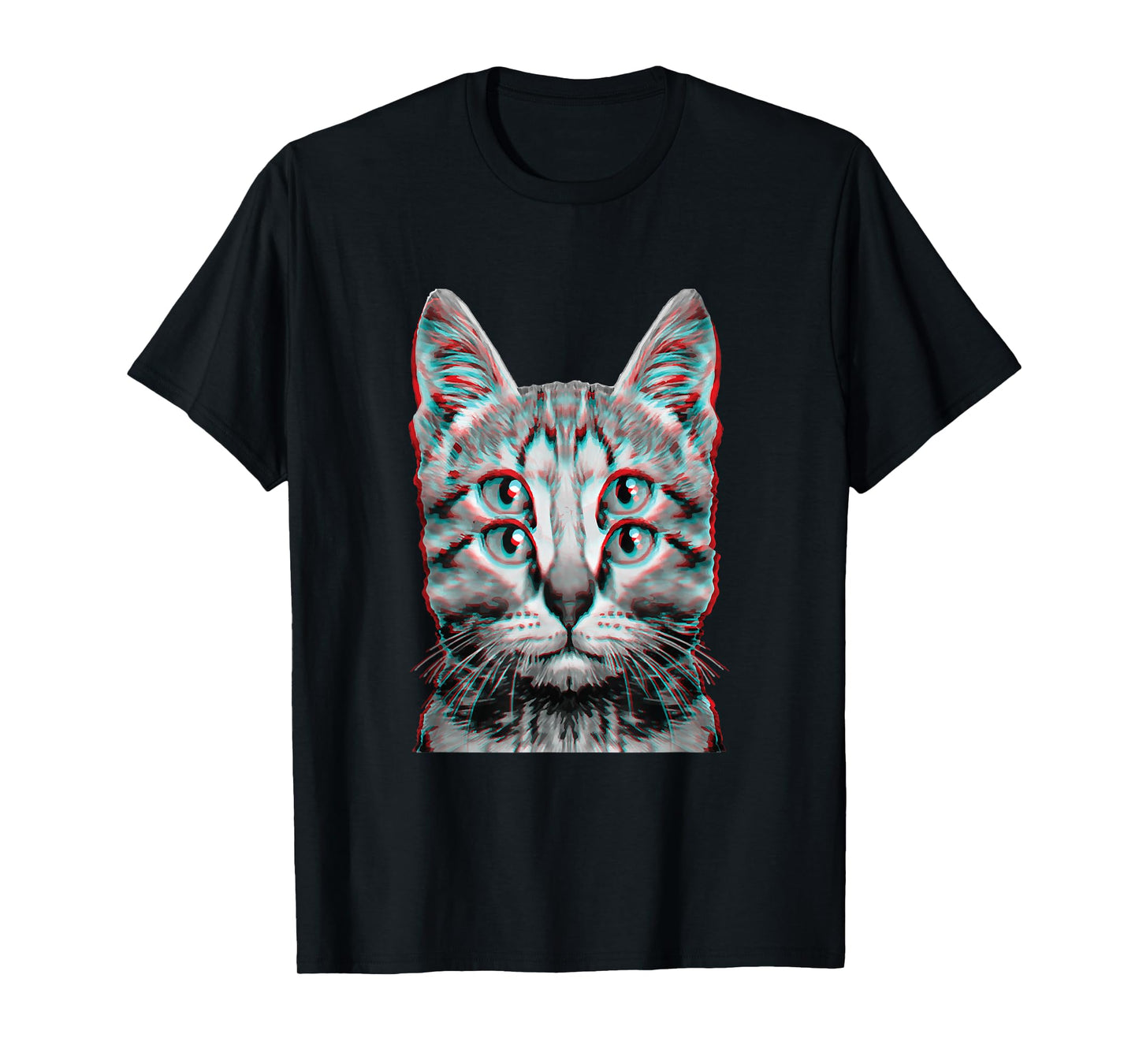 Glitch Weird Cat Kitten Optical Illusion Cat Mom Dad T-Shirt