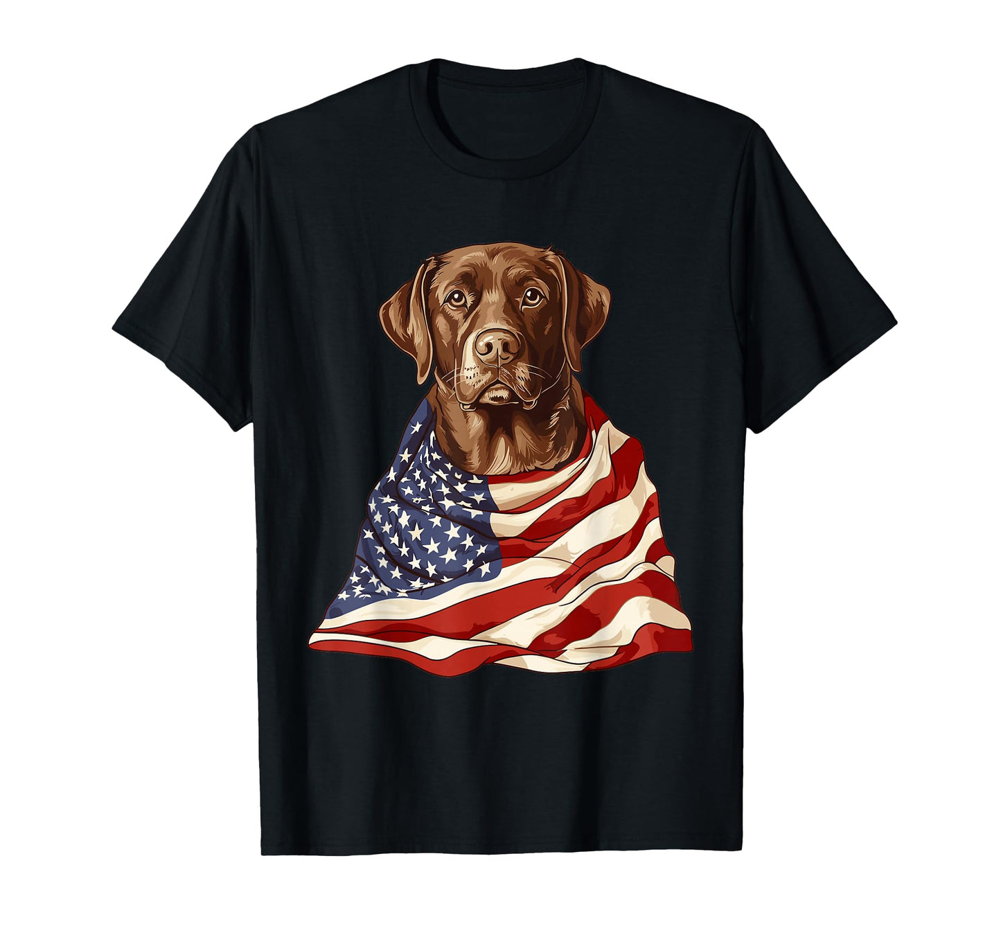 Brown Labrador with american flag T-Shirt