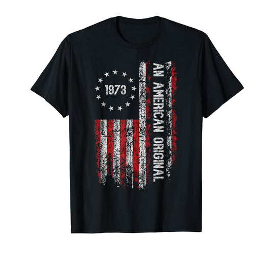 An American Original 1973 Birthday Vintage American Flag T-Shirt