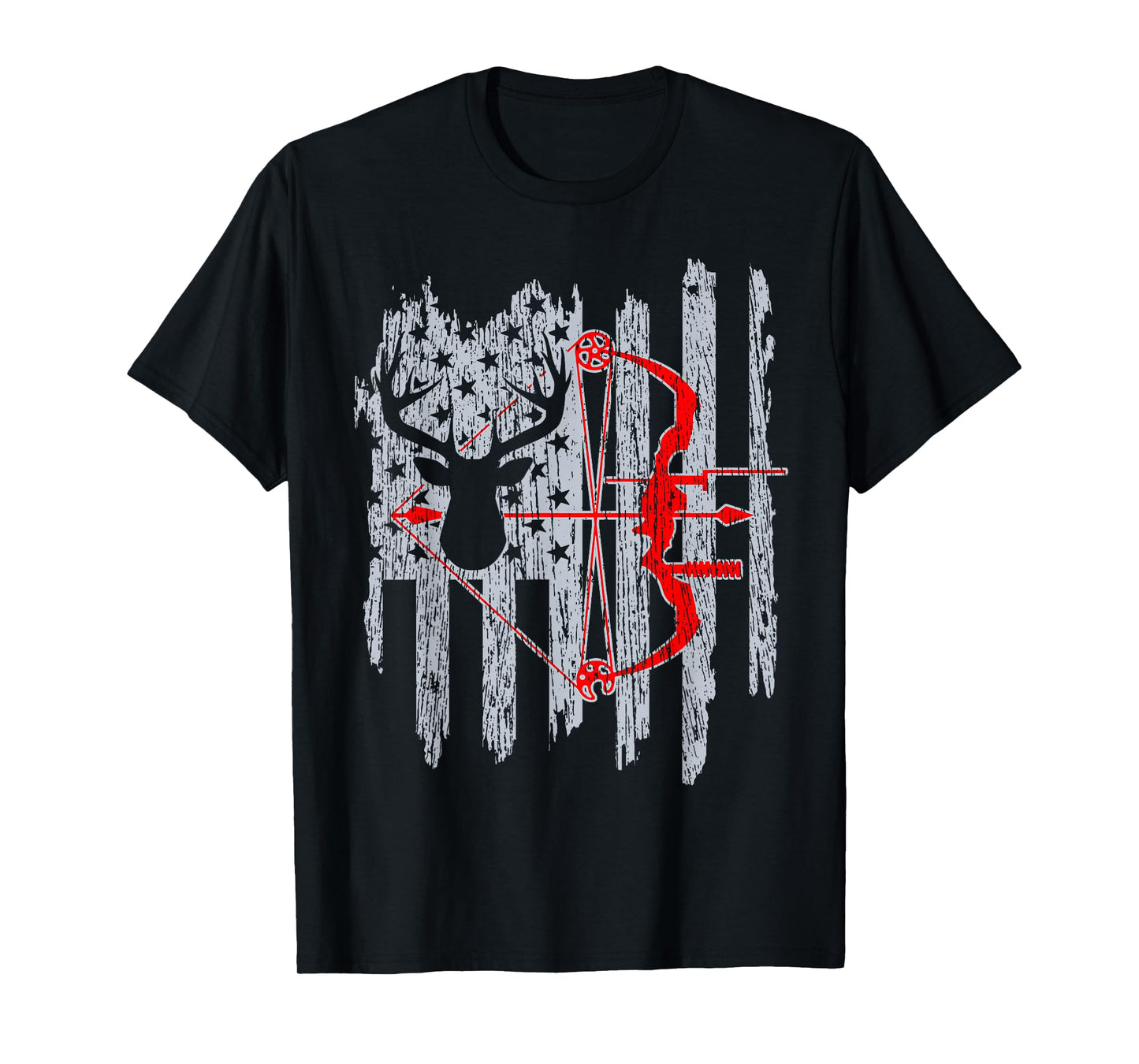 Bow Hunting American Flag Patriotic Deer Hunter T-Shirt